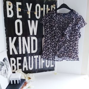 Chaps Polyester Floral Short Sleeve Blouse